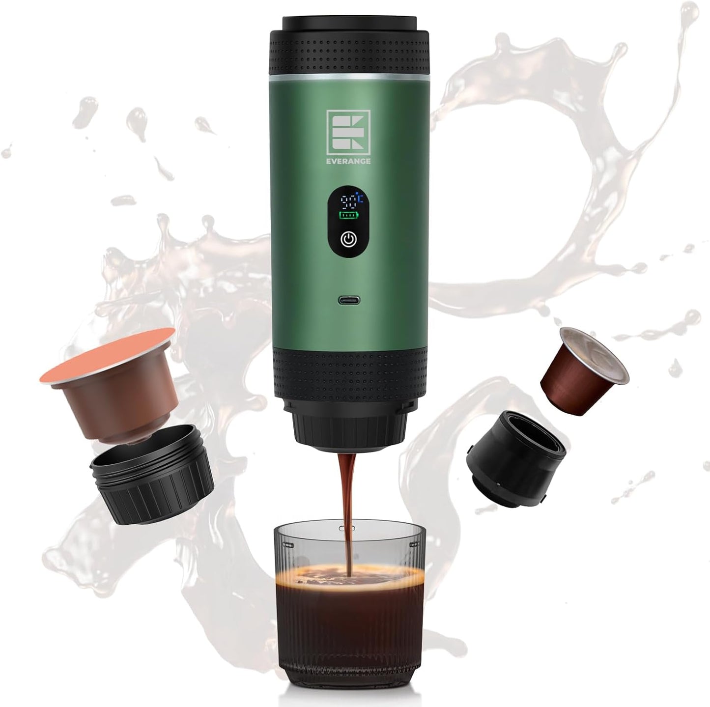EVERANGE Portable Electric Espresso Machine – 20-Bar Self-Heating Travel Coffee Maker with LCD | Av8Store Australia AMZ Av8Store