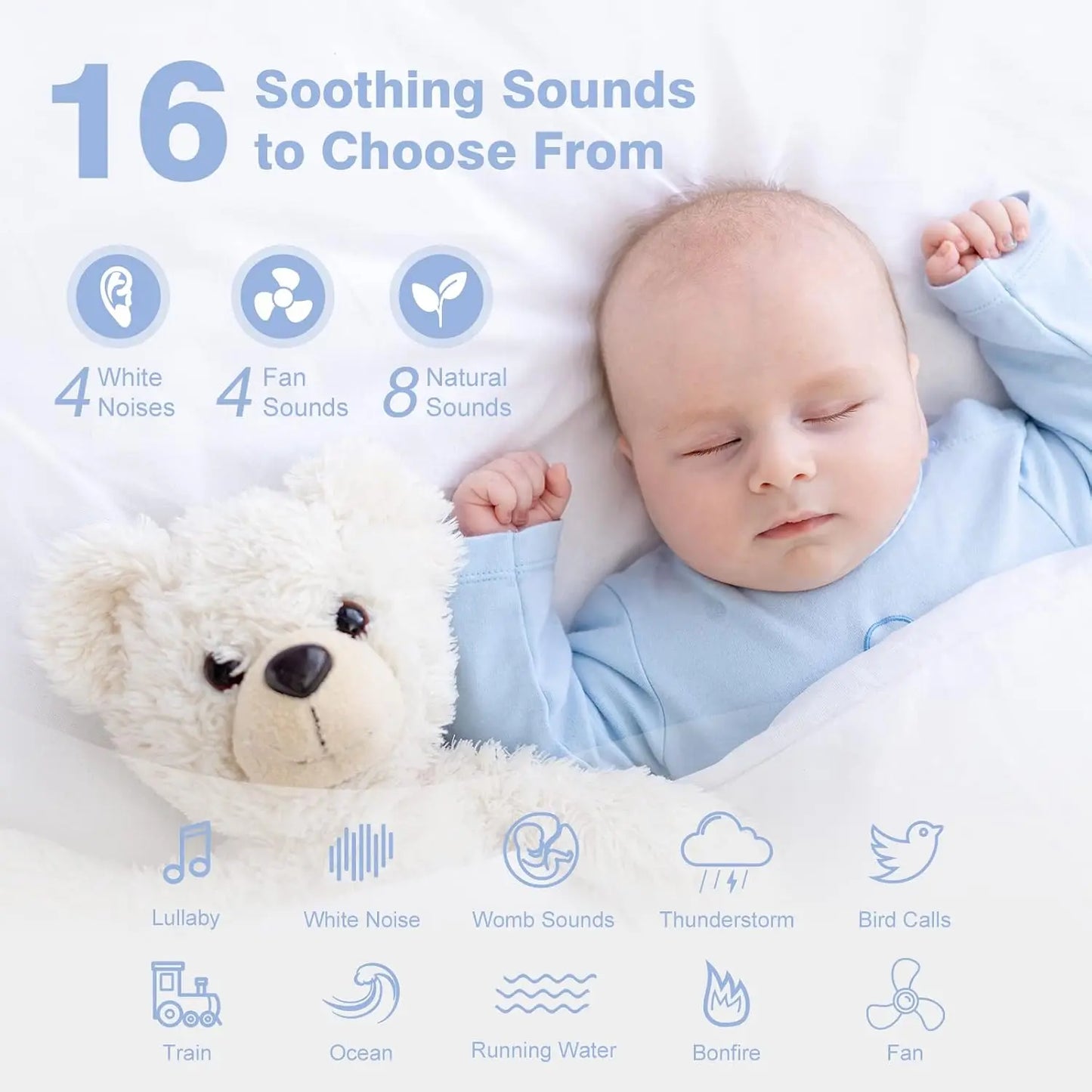 Easy@Home White Noise Machine GM02 | 20 Soothing Sounds, Nightlight & Portable Sleep Aid for Baby & Adults AMZ