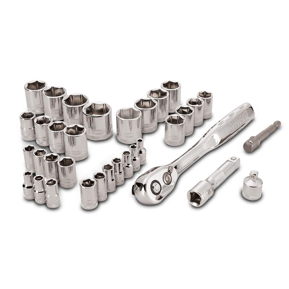 DeWalt 34-Piece Socket Set | 1/4" & 3/8" Drive Metric/SAE | DWMT45034-0