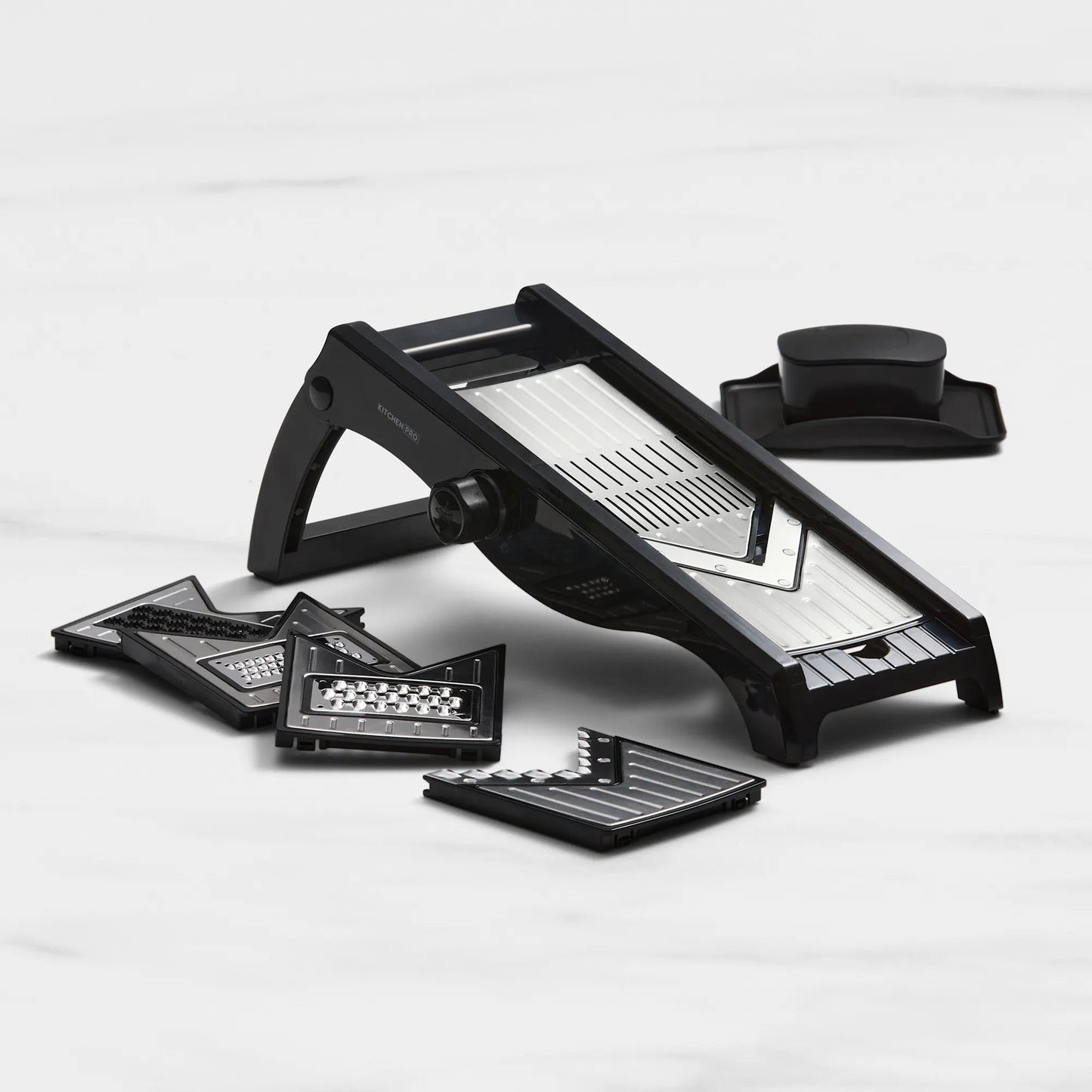 Kitchen Pro Prep Stainless Steel Mandoline Slicer – Black | 6 Interchangeable Blades KWH Av8Store