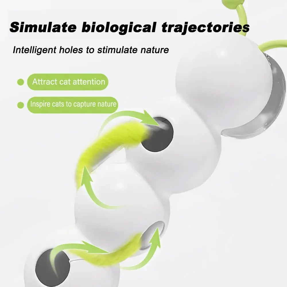 Caterpillar Interactive Cat Toy Motion‑Activated Rechargeable Wack‑A‑Worm Teasing Post AEX Av8Store