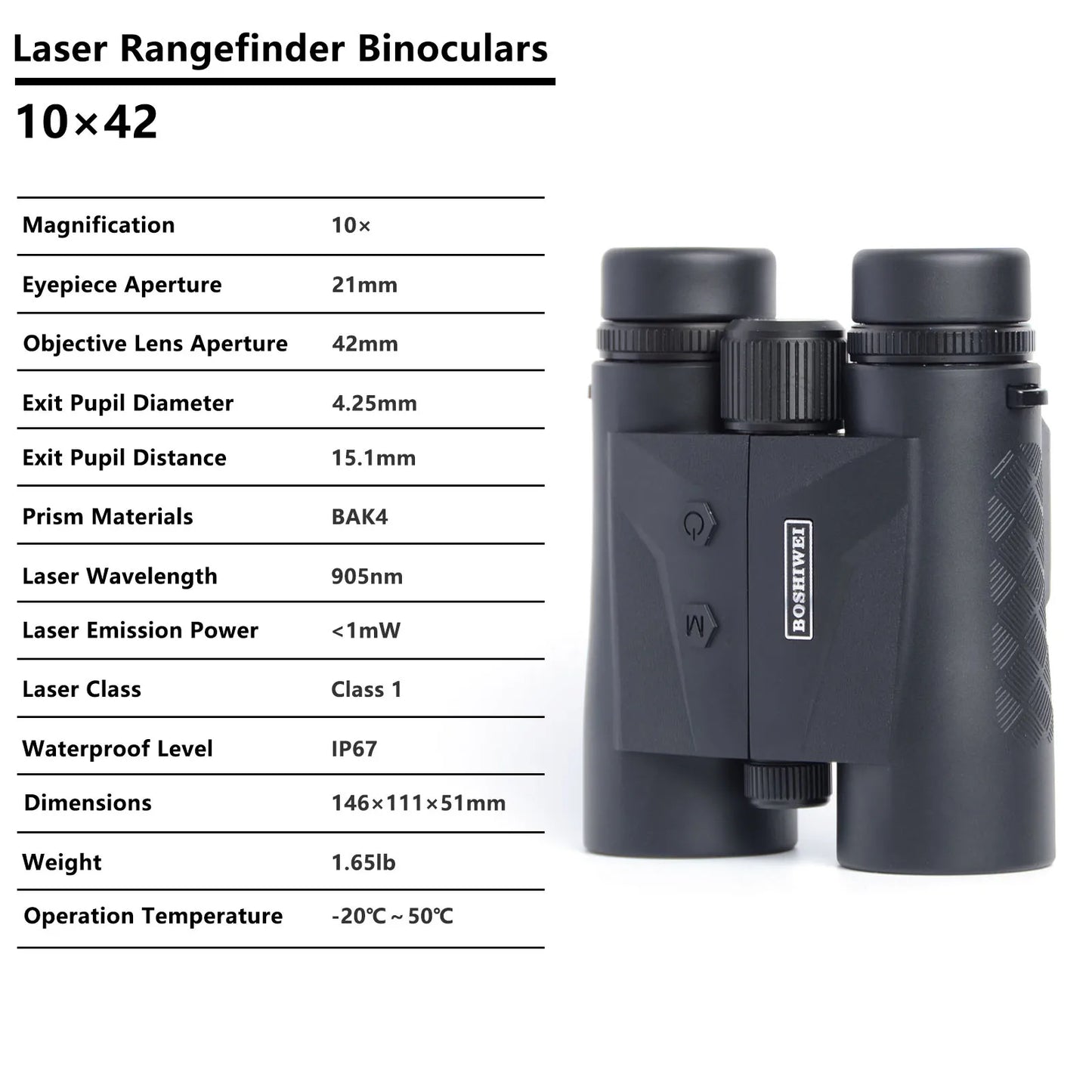 BOSHIWEI 10x42 Laser Rangefinder Binoculars | ED Lens, IPX7, 2400m Range | Av8Store Australia AEX Av8Store