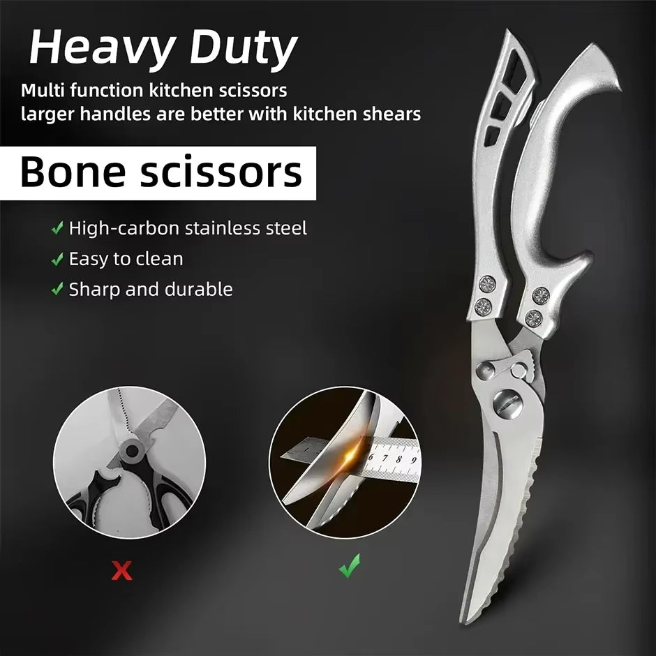 Kitchen Scissors Chicken Bone Kitchen Shears,Duck Fish Cutter Stainless Steel Fish Scissors Scale Clean Cook Scissors Knife Av8Store Av8Store