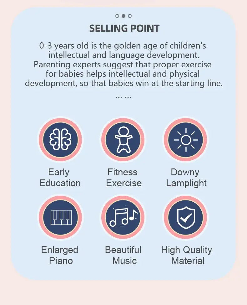 Promotional graphic highlighting the benefits of early childhood development products.