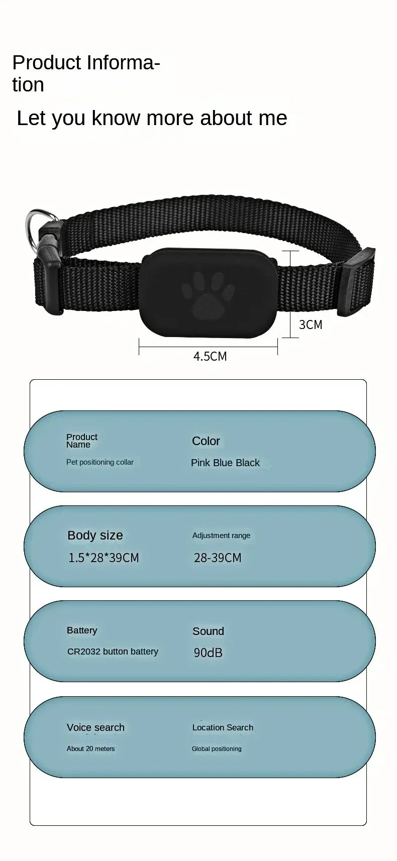 Pet GPS Tracker Collar – Anti-Lost Bluetooth Locator for Cats & Dogs