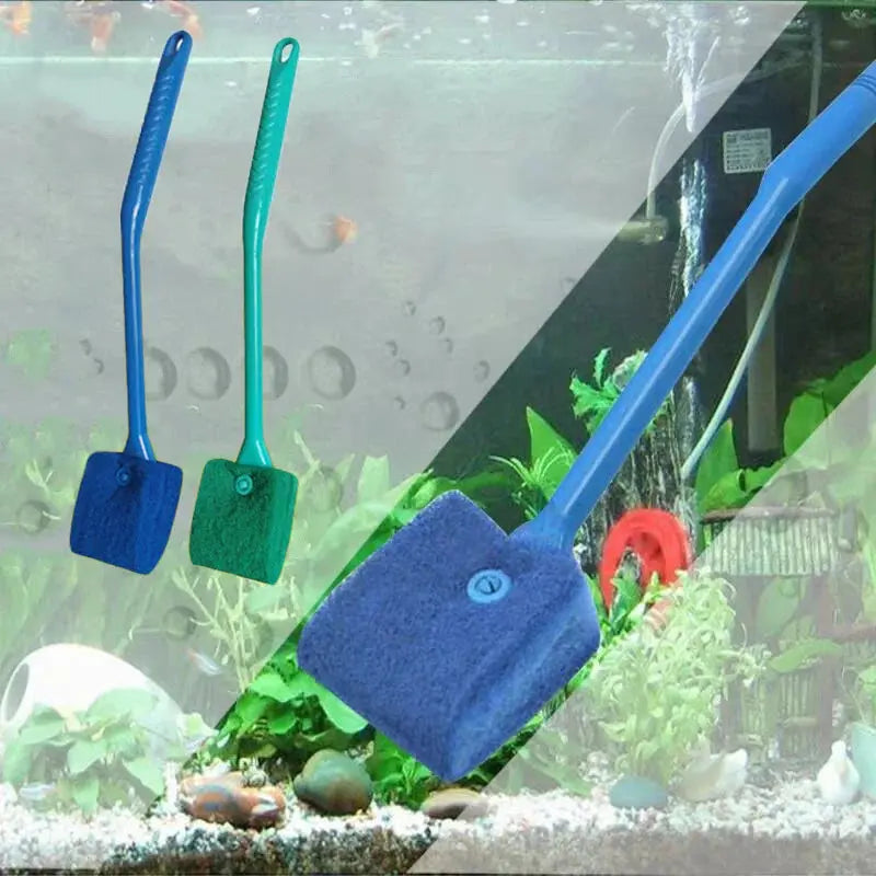 Aquarium Algae Scrubber Brush | Long Handle Double-Sided | Glass Fish Tank Cleaner Tool AEX Av8Store