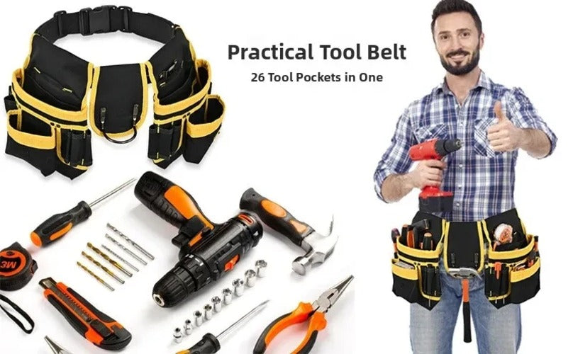Heavy Duty Tool Belt Bag with Detachable Pouch | Multi-Pocket Waist Apron | Men & Women AEX Av8Store