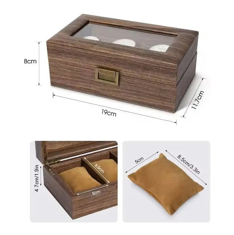 3 Slot Wooden Watch Box Display Case Organizer Storage Gift Packaging OZAB
