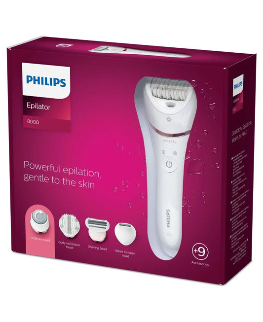 Philips Series 8000 Wet & Dry Epilator BRE700/00 | Gentle Hair Removal | Up to 4 Weeks Smooth Skin