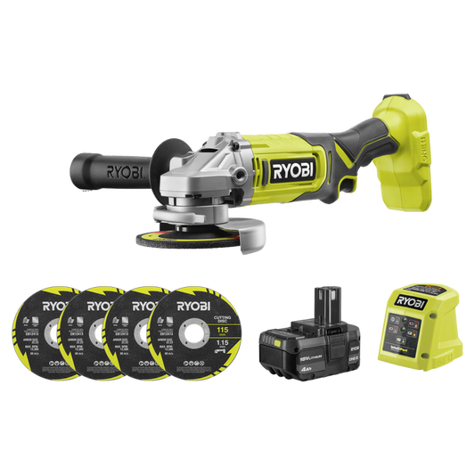 RYOBI 18V ONE+ 115mm Angle Grinder Kit – 4.0Ah Battery & Charger Included RYOBI Av8Store
