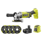 RYOBI 18V ONE+ 115mm Angle Grinder Kit – 4.0Ah Battery & Charger Included