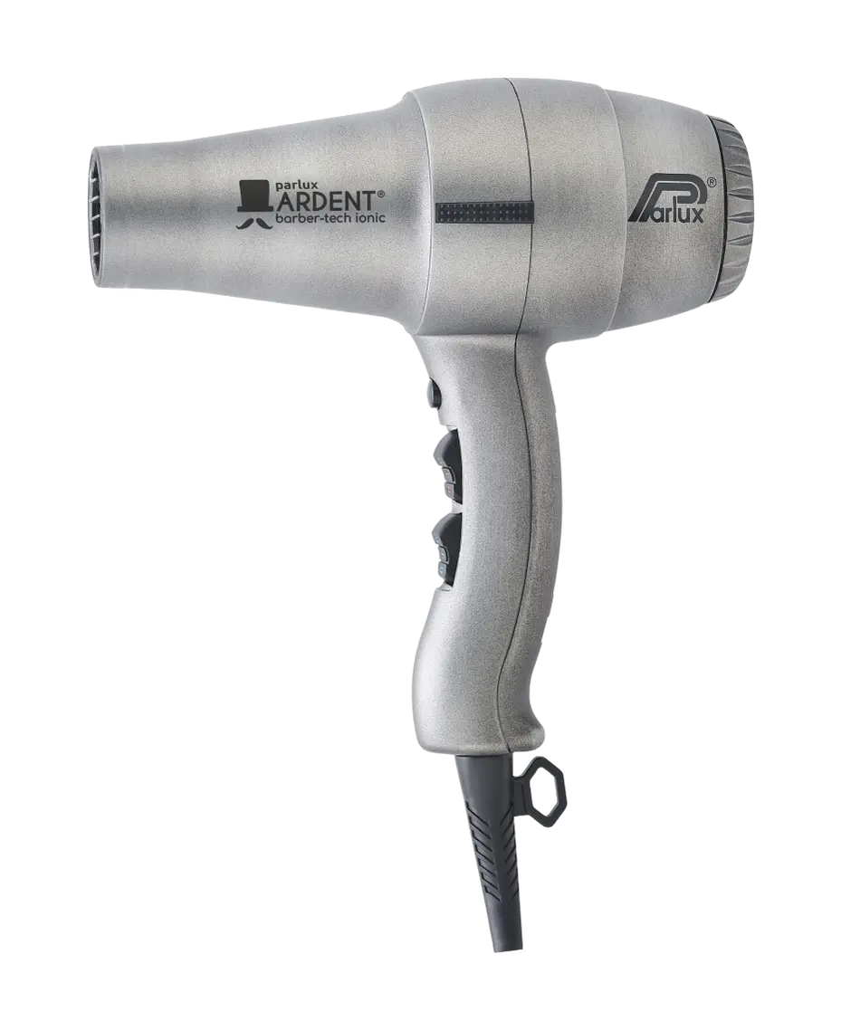 Silver hair dryer with 'Fanlux' branding on a white background