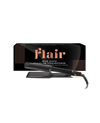 Hair straightener with 'Flair' packaging on a white background