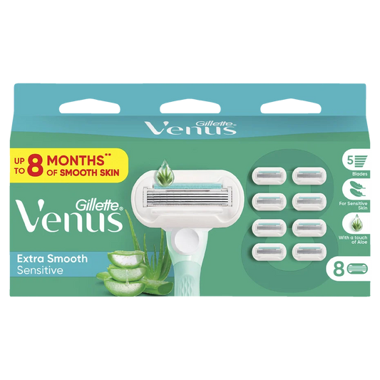 Gillette Venus Extra Smooth Sensitive Razor Blade Refills 8 Pack Gillette Venus Av8Store