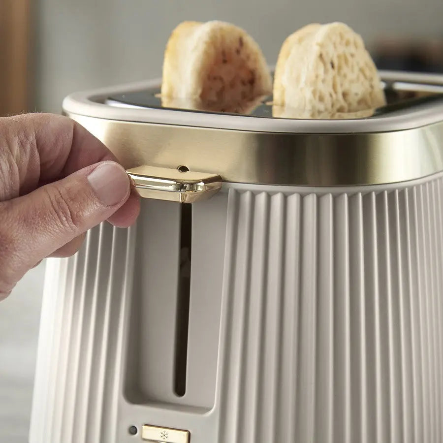 Russell Hobbs Brontë 2-Slice Toaster | Stone & Gold | High Lift | RHT2676STN BIG