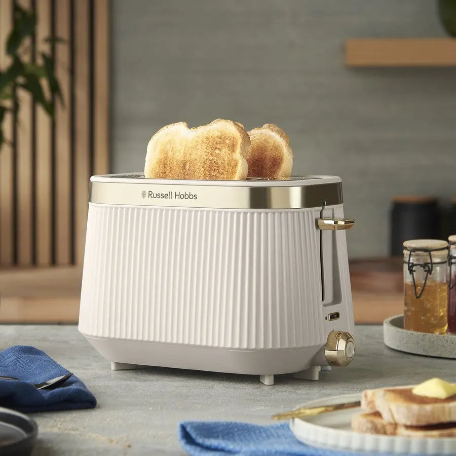Russell Hobbs Brontë 2-Slice Toaster | Stone & Gold | High Lift | RHT2676STN BIG