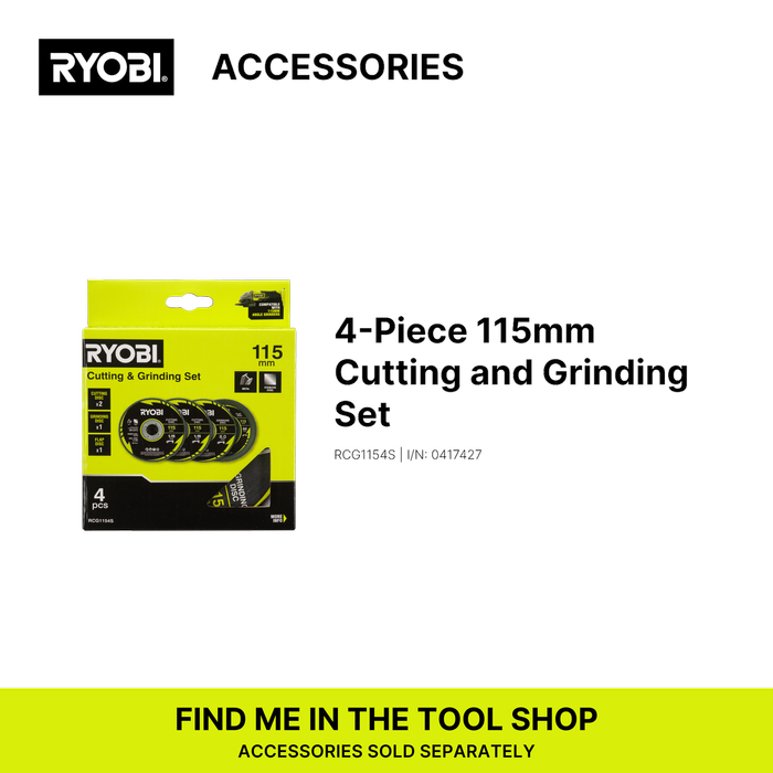 RYOBI 18V ONE+ 115mm Angle Grinder Kit – 4.0Ah Battery & Charger Included