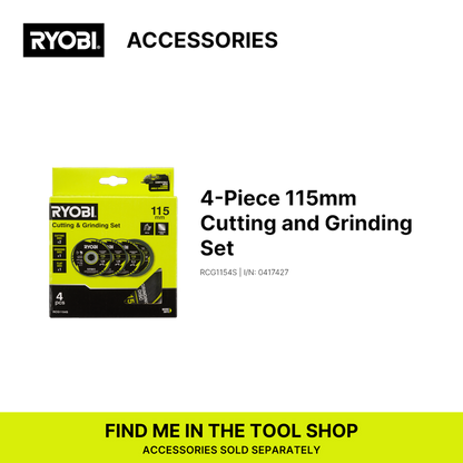 RYOBI 18V ONE+ 115mm Angle Grinder Kit – 4.0Ah Battery & Charger Included