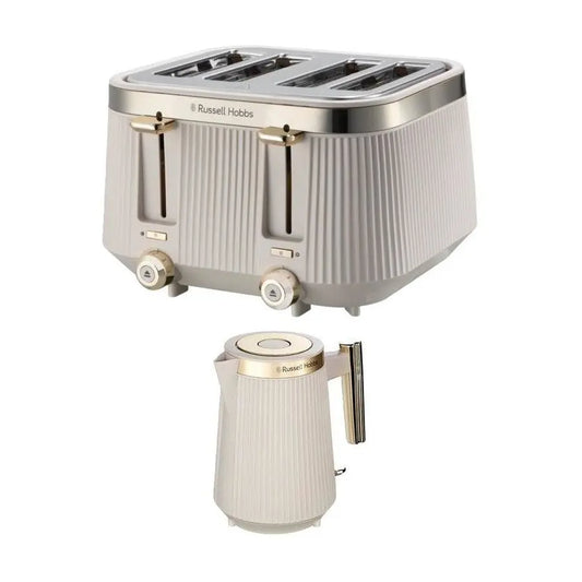 Russell Hobbs toaster and kettle set on a white background