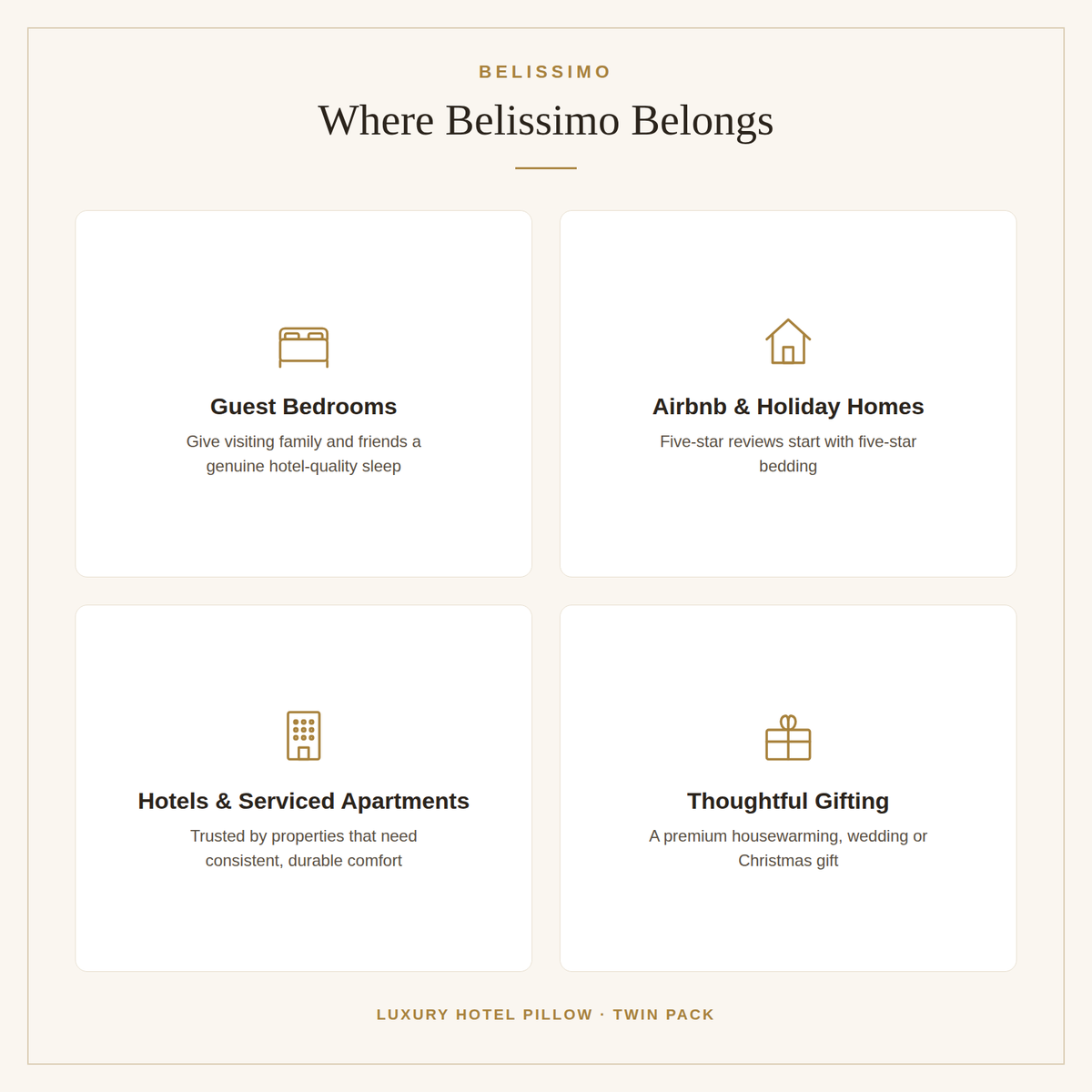 Belissimo Luxury Hotel Pillow Twin Pack – Australian Made, 43x70cm Belissimo Av8Store