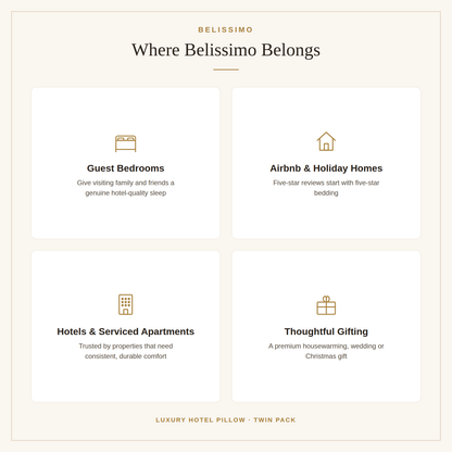 Belissimo Luxury Hotel Pillow Twin Pack – Australian Made, 43x70cm Belissimo Av8Store