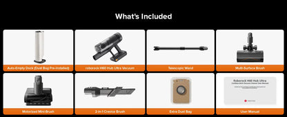 List of included items with images and text on a black background