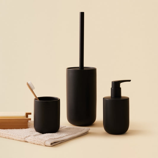 Openook Ceramic Toilet Brush Holder – Matte Black | Bathroom Organiser | AU BIG Av8Store