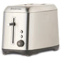 Silver Russell Hobbs toaster with Russell Hobbs logo on a white background