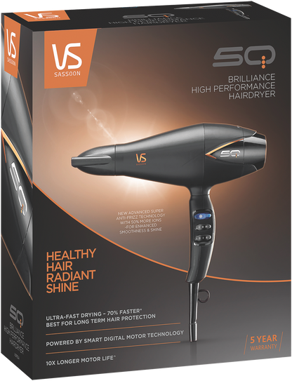 VS Sassoon 5Q Brilliance hair dryer retail box front