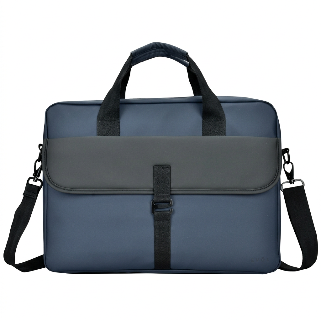 Evol Krispo 15.6 inch laptop briefcase in blue, front view