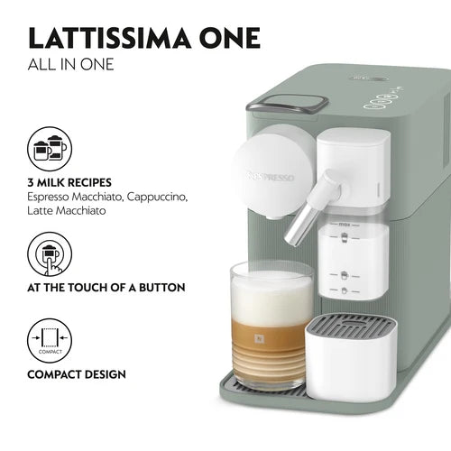 Nespresso Lattissima One Capsule Coffee Machine | Sage Green | EN510GR | De'Longhi