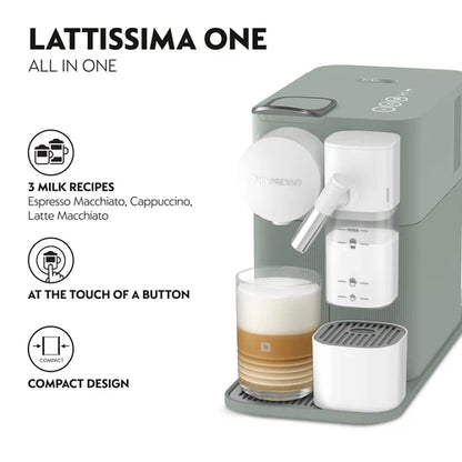 Nespresso Lattissima One Capsule Coffee Machine | Sage Green | EN510GR | De'Longhi