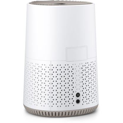 White air purifier with geometric design on a white background