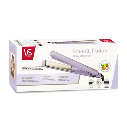 VS Sassoon Smooth Fusion straightener packaging on a white background