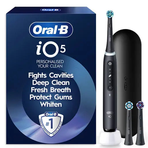 Oral-B iO5 Electric Toothbrush – 3 Brush Heads & Travel Case Included PLP