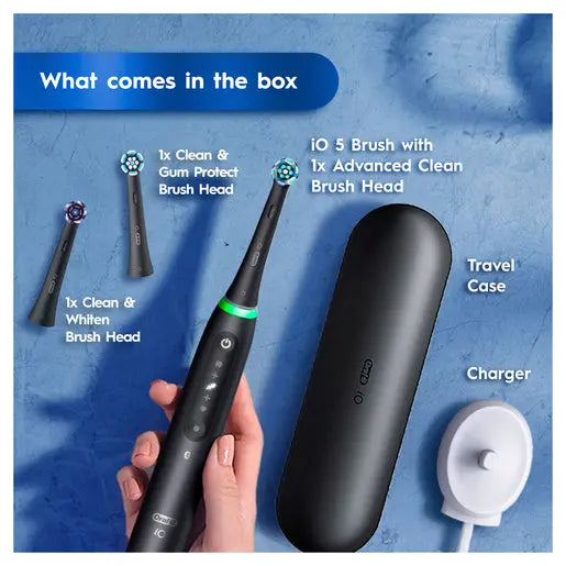 Oral-B iO5 Electric Toothbrush – 3 Brush Heads & Travel Case Included PLP