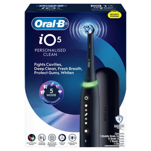 Oral-B iO5 Electric Toothbrush – 3 Brush Heads & Travel Case Included PLP