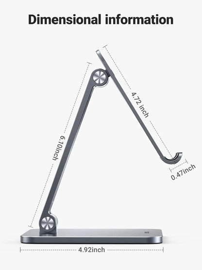 Measurement chart of a adjustable arm with dimensions on a white background