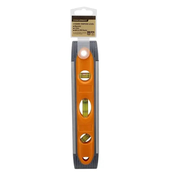 Orange level with clear plastic cover on a white background