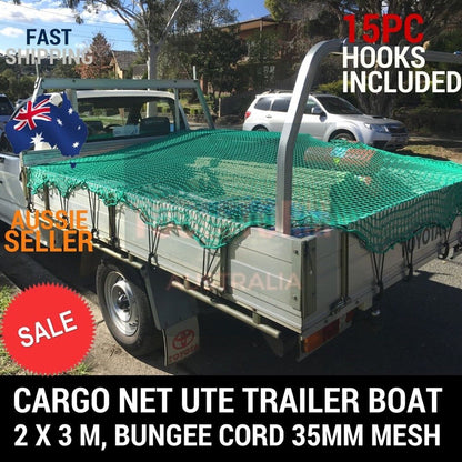 Cargo Net 2x3m Ute Trailer Truck Nylon Mesh with 15 Hooks