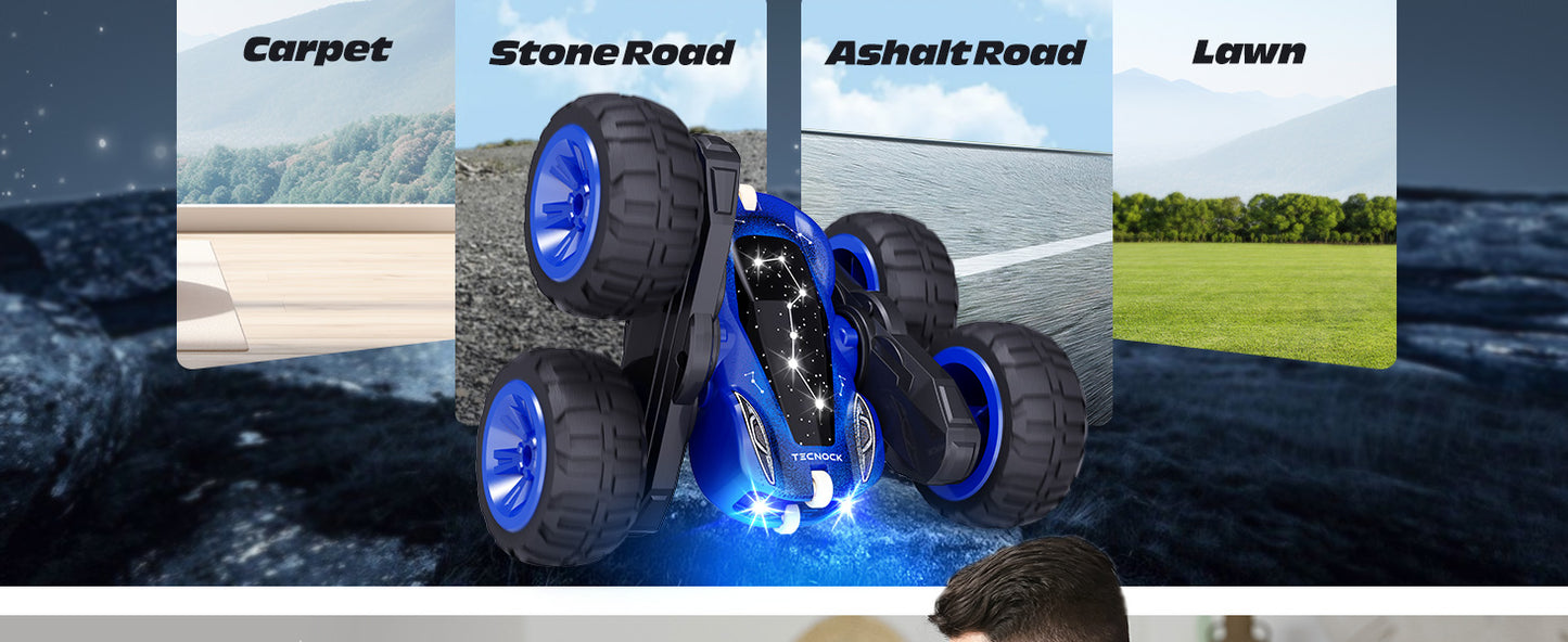 Tecnock Remote Control Car, 2.4GHz RC Cars with USB-C Easy Charging, 4WD Double Sided 360° Rotates and Flips RC Stunt Car, Toys for Boys, Boys Toys Age 8–10, Kids Gift Ages 6+ Av8Store Av8Store