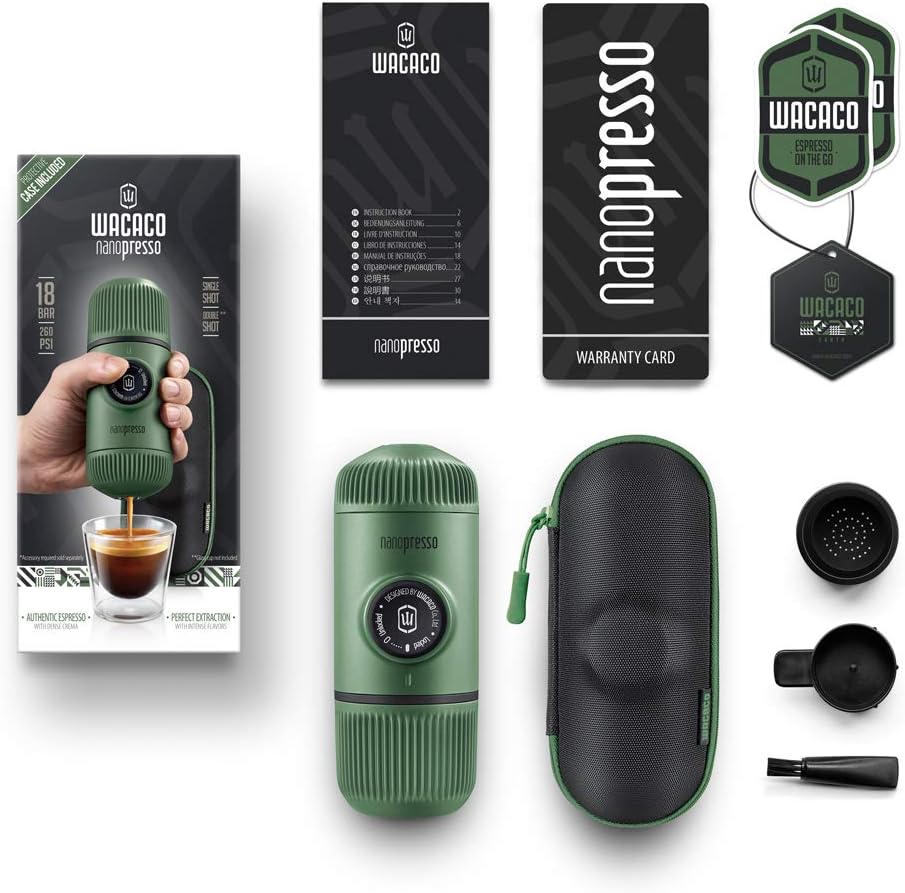 WACACO Nanopresso Portable Espresso Maker with Protective Case – Manual Travel Coffee Machine | Av8Store Australia AMZ Av8Store