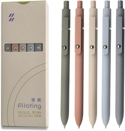 KAPASKI Gel Pens 5 Pack – 0.5mm Japanese Black Ink | Morandi, Pastel & Vintage AMZ