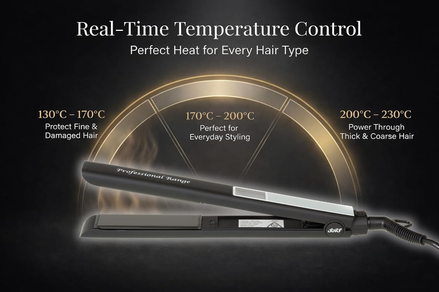 SAS Titanium Hair Straightener Fast Heat LCD Display Adjustable Temp 50–230°C AMZ Av8Store