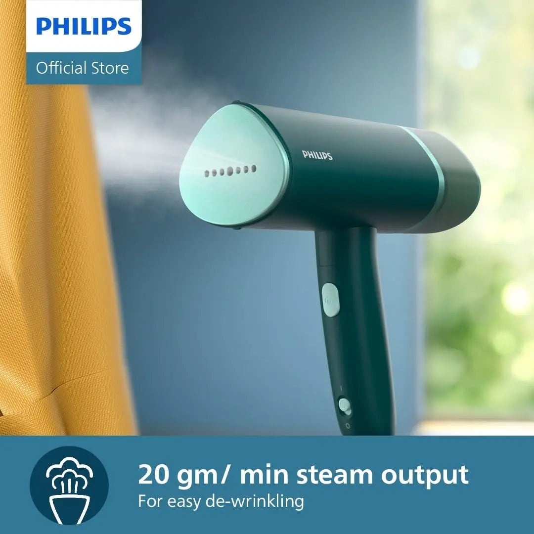 Philips steamer with steam output feature on a blurred background