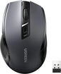 Black UGREEN computer mouse with USB receiver on a white background