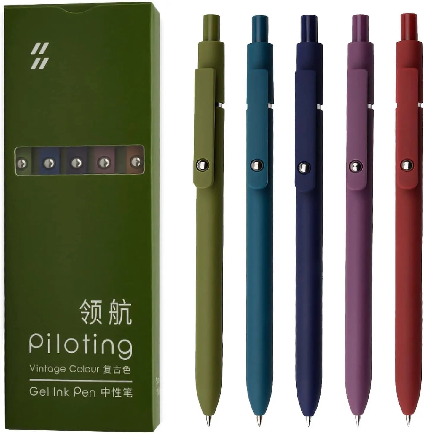 KAPASKI Gel Pens 5 Pack – 0.5mm Japanese Black Ink | Morandi, Pastel & Vintage AMZ