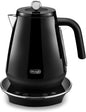 Black Delonghi kettle on a white background