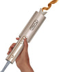 Hand holding a metallic hair straightener with 'T3' branding on a white background