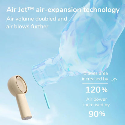 Air Jet air-expansion technology with product and text on a blue background
